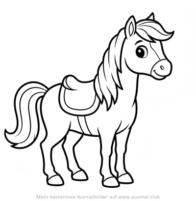 Pferd mit Sattel Ausmalbild