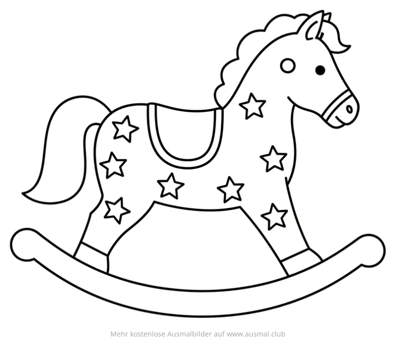 Schaukelpferd mit Sternen Ausmalbild