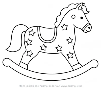 Schaukelpferd mit Sternen Ausmalbild