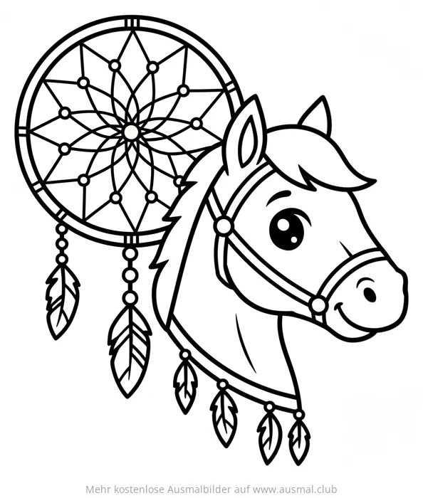 Pferd mit Traumfänger Ausmalbild