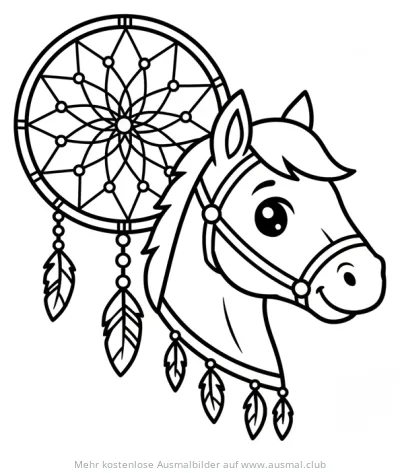 Pferd mit Traumfänger Ausmalbild
