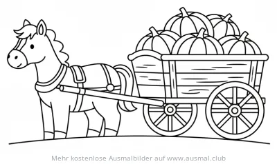 Pferd zieht Kürbiskutsche Ausmalbild