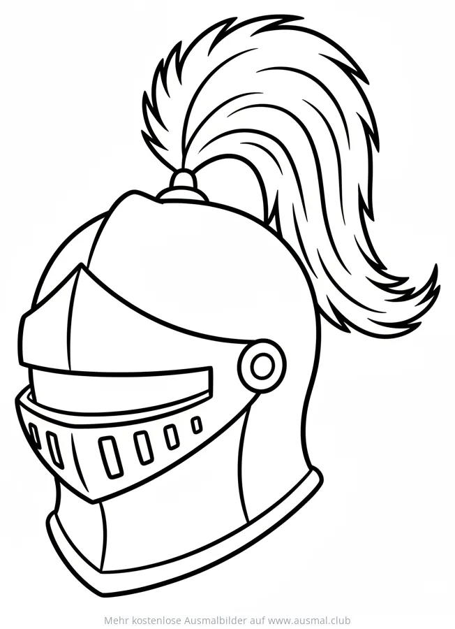 Ritterhelm mit Federbusch Ausmalbild