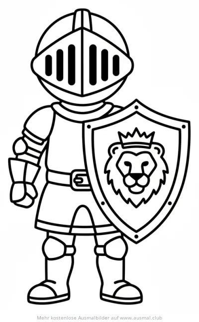 Ritter mit Löwenwappen Ausmalbild