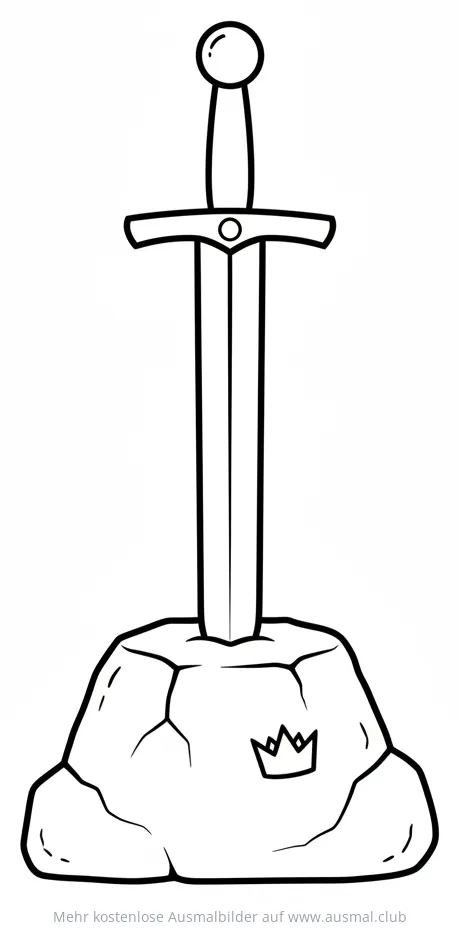 Schwert im Stein Ausmalbild mit Krone