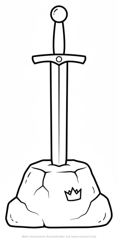 Schwert im Stein Ausmalbild mit Krone