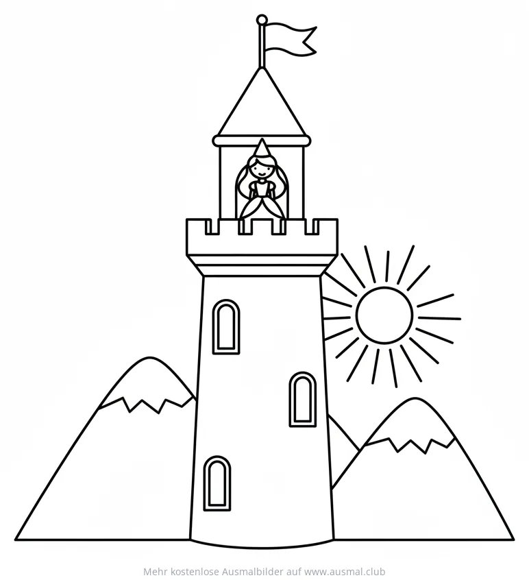 Prinzessin im Turm Ausmalbild