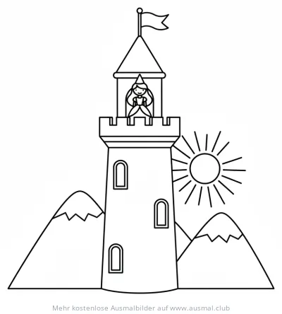 Prinzessin im Turm Ausmalbild