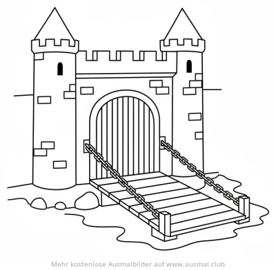 Zugbrücke eines Schlosses Ausmalbild