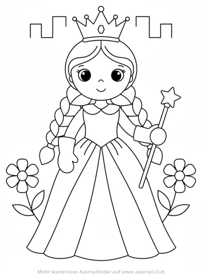 Königin mit Krone und Zepter Ausmalbild