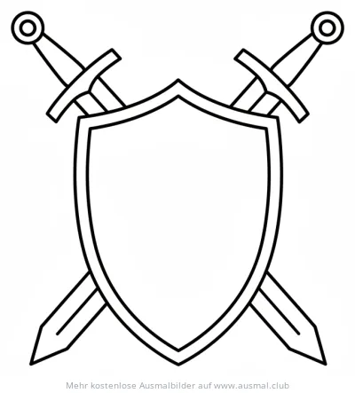 Schild mit gekreuzten Schwertern Ausmalbild