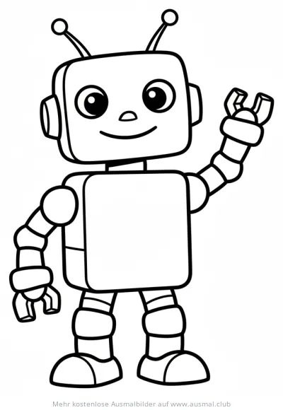 Freundlicher Roboter winkt Ausmalbild