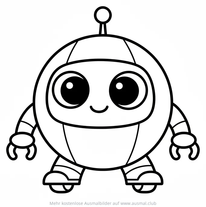 Freundlicher, runder Roboter Ausmalbild