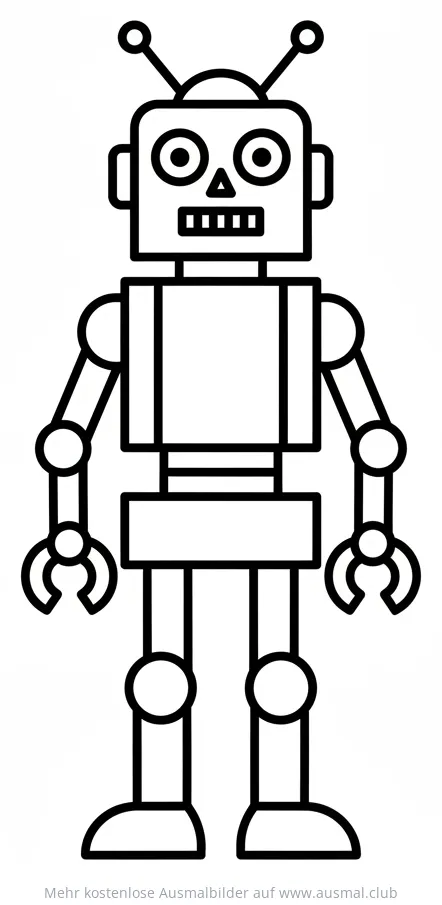Roboter Ausmalbild mit Antennen und Greifzangen