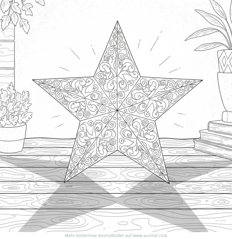 Stern Laterne Ausmalbild mit filigranen Mustern