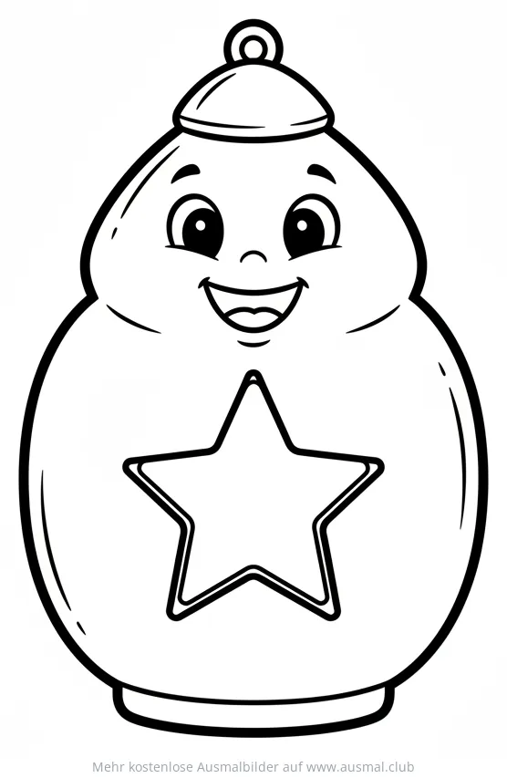 Freundliche Laterne mit Stern Ausmalbild
