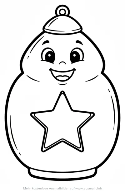 Freundliche Laterne mit Stern Ausmalbild