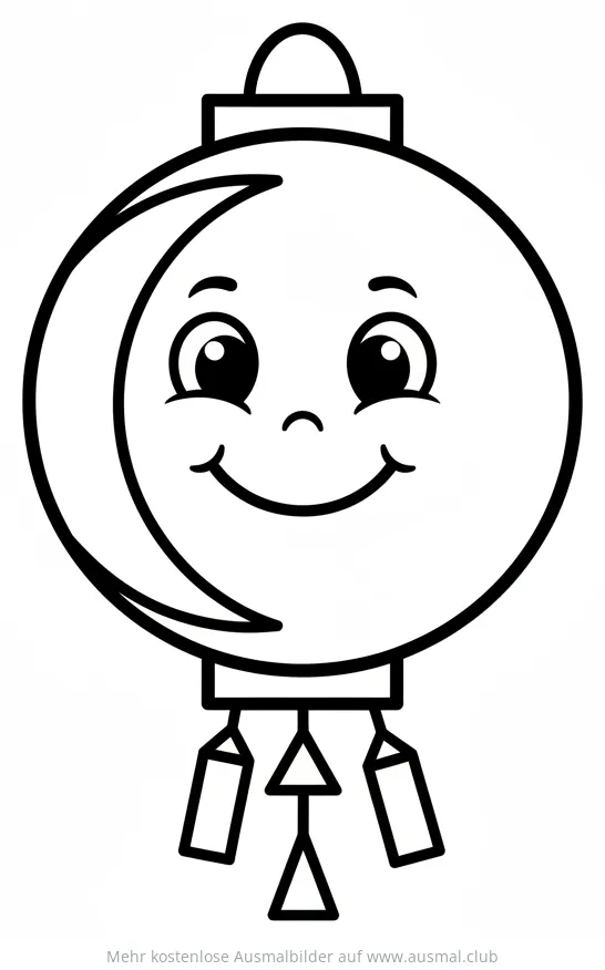 Freundliche Laterne mit Gesicht Ausmalbild