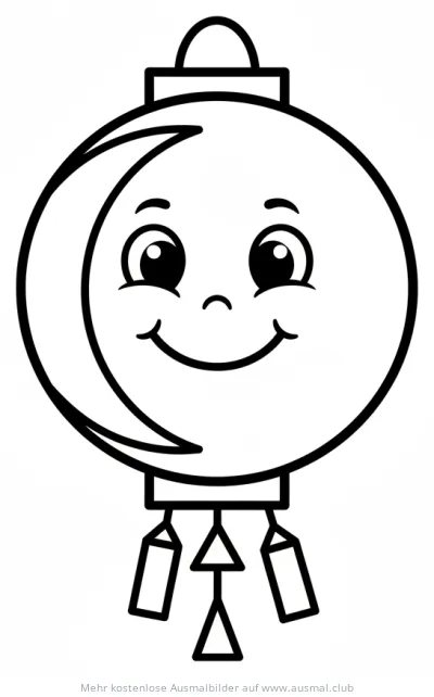 Freundliche Laterne mit Gesicht Ausmalbild