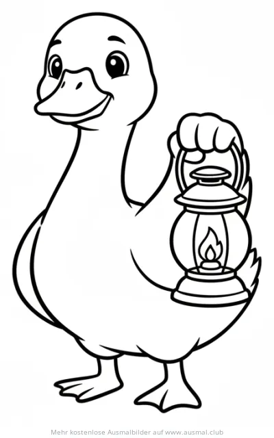 Gans mit Laterne Ausmalbild