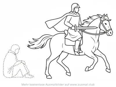 Sankt Martin teilt Mantel mit Bettler Ausmalbild