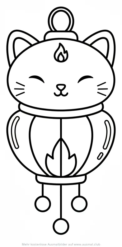 Katzen Laterne Ausmalbild