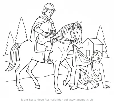 Sankt Martin teilt seinen Mantel mit Bettler Ausmalbild