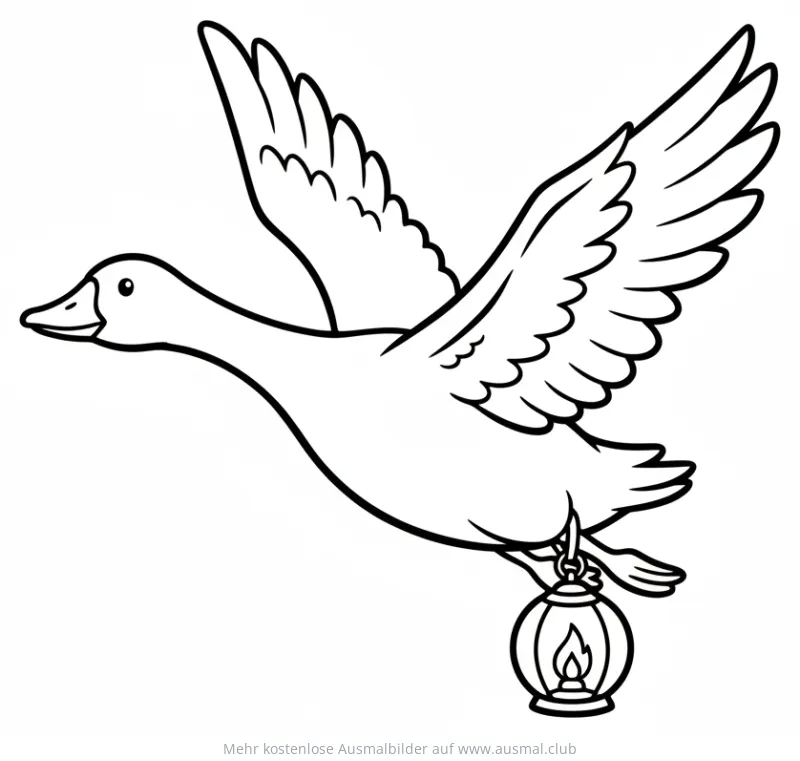 Fliegende Gans mit Laterne Ausmalbild zum Sankt Martinsfest