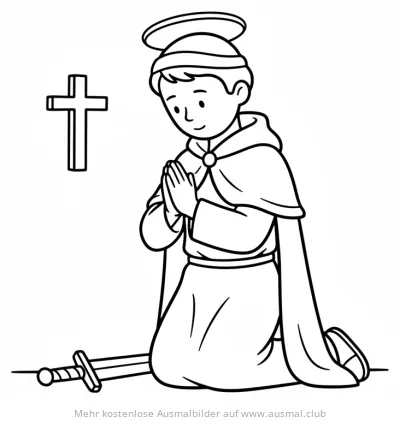 Sankt Martin kniend im Gebet Ausmalbild