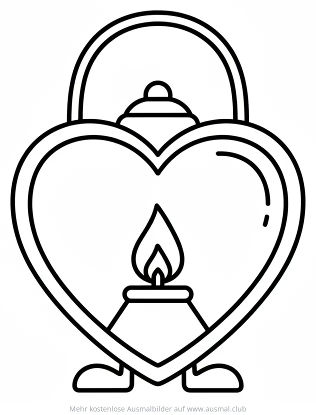 Herz Laterne Ausmalbild mit Kerze
