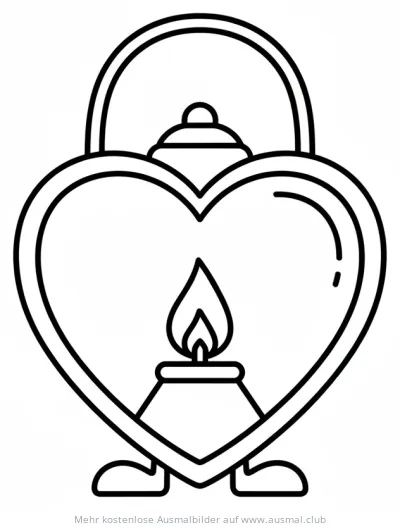 Herz Laterne Ausmalbild mit Kerze