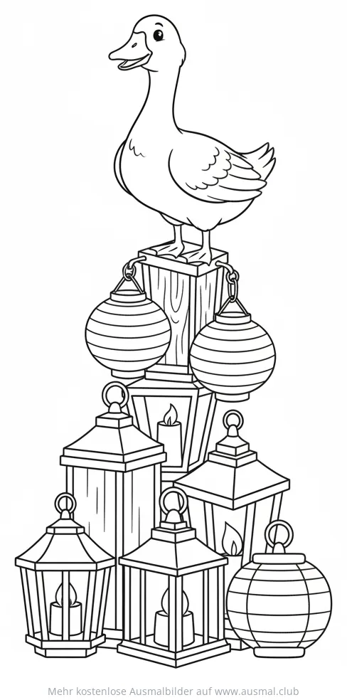 Gans auf Laternenstapel Ausmalbild