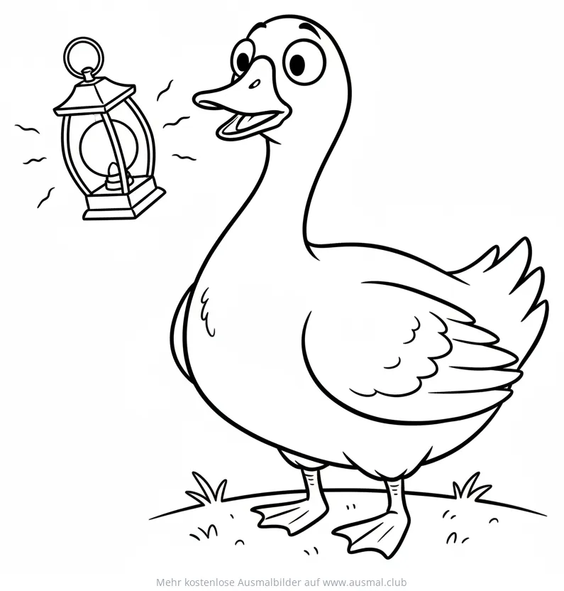 Gans mit Laterne Ausmalbild