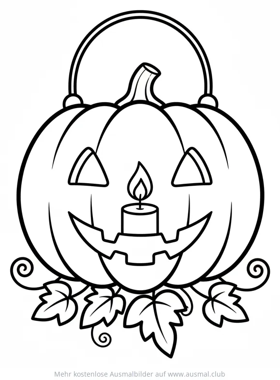 Kürbis Laterne Ausmalbild mit Kerze