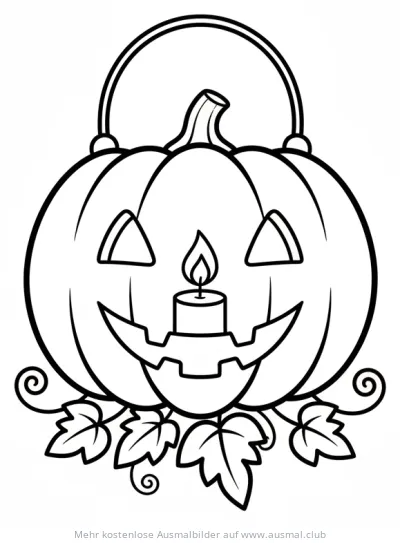 Kürbis Laterne Ausmalbild mit Kerze
