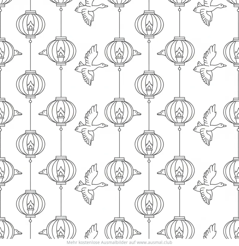 Sankt Martin Laternen und Gänse Muster Ausmalbild