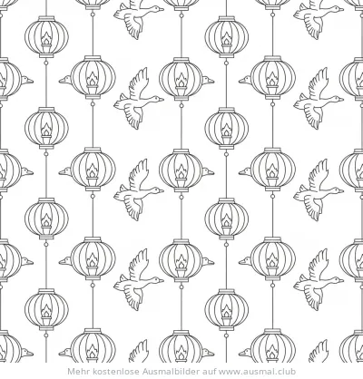 Sankt Martin Laternen und Gänse Muster Ausmalbild