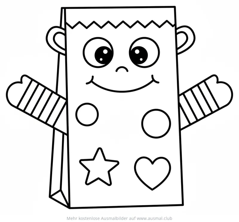 Papiertüten-Puppe Ausmalbild