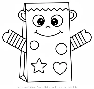 Papiertüten-Puppe Ausmalbild