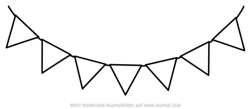 Girlande Ausmalbild mit dreieckigen Wimpeln