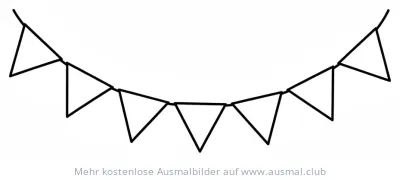 Girlande Ausmalbild mit dreieckigen Wimpeln