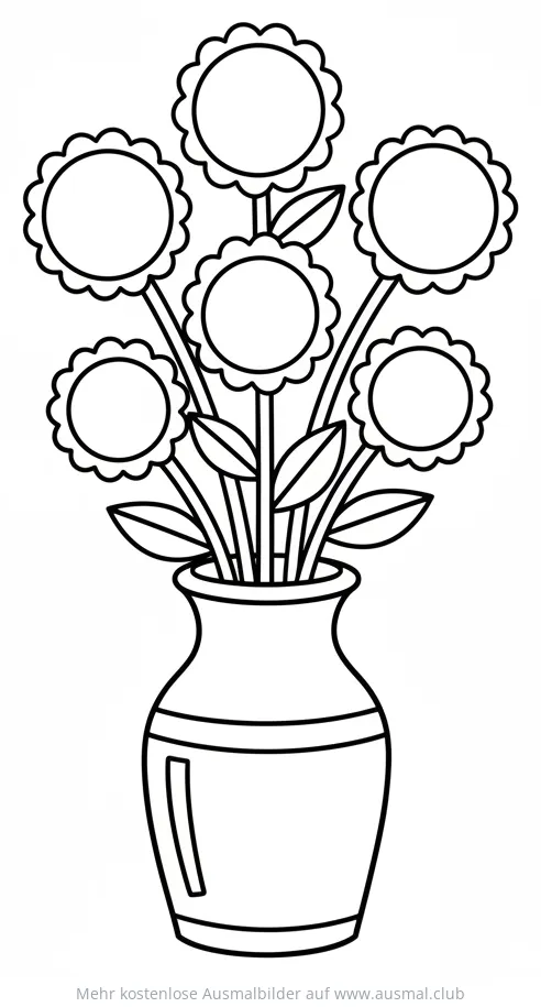 Blumenstrauß in Vase Ausmalbild