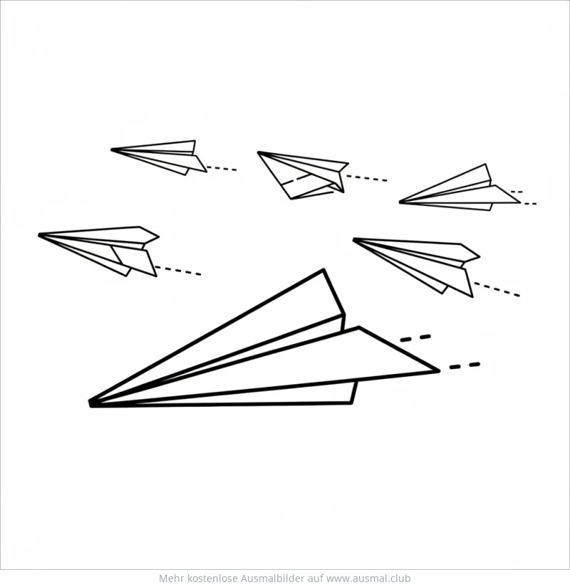 Mehrere Papierflieger Ausmalbild