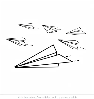 Mehrere Papierflieger Ausmalbild