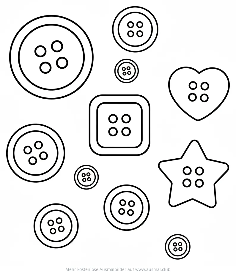 Knöpfe in verschiedenen Formen Ausmalbild