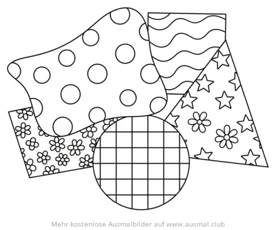 Stoffreste mit verschiedenen Mustern Ausmalbild