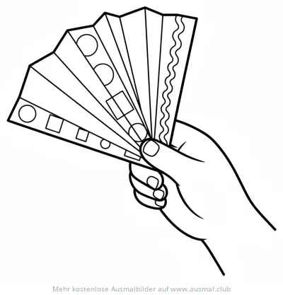 Fächer in Hand Ausmalbild mit Mustern