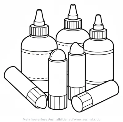 Klebestifte und Kleberflaschen Ausmalbild