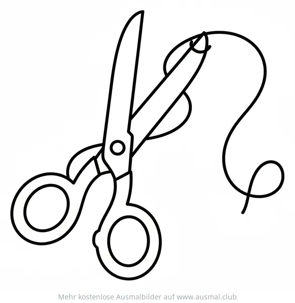 Schere Ausmalbild mit Faden