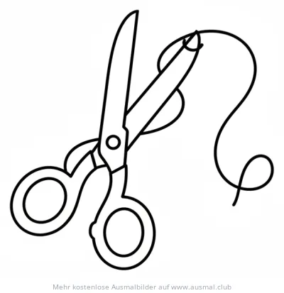 Schere Ausmalbild mit Faden